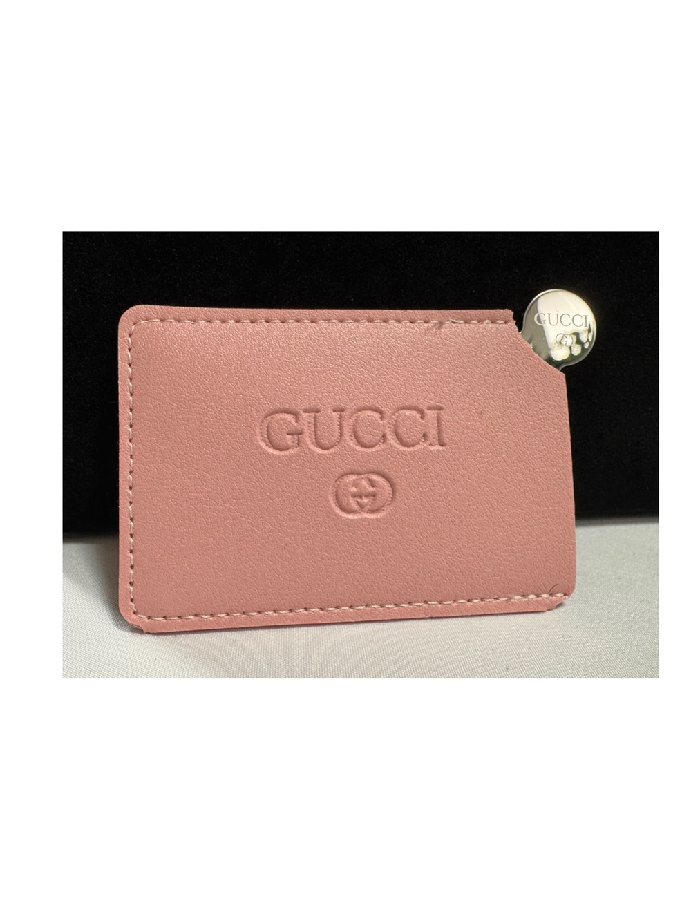 Gucci Mirror in Pink Leather Card Case NEW